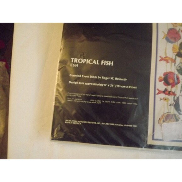 Monarch Horizons Colorful Tropical Fish Counted Cross Stitch Kit 6" x 24" CS34 - Picture 2 of 4